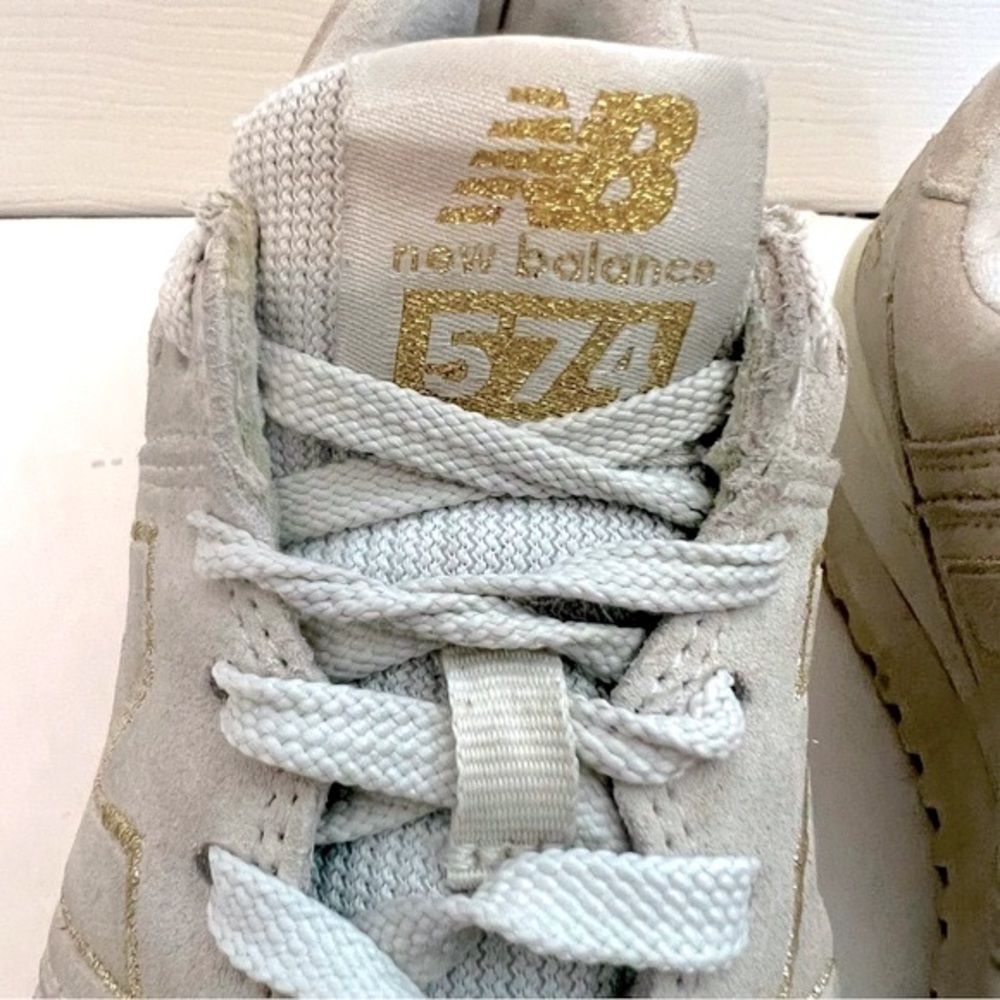 New Balance Sneaker 574 Beige Ivory Shattered Pearl Sneakers - Picture 5 of 8